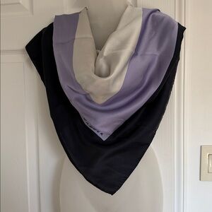 VTG Jaeger Bohemian Black, Lavender, Silver Square Scarf Silk Shawl, Wrap